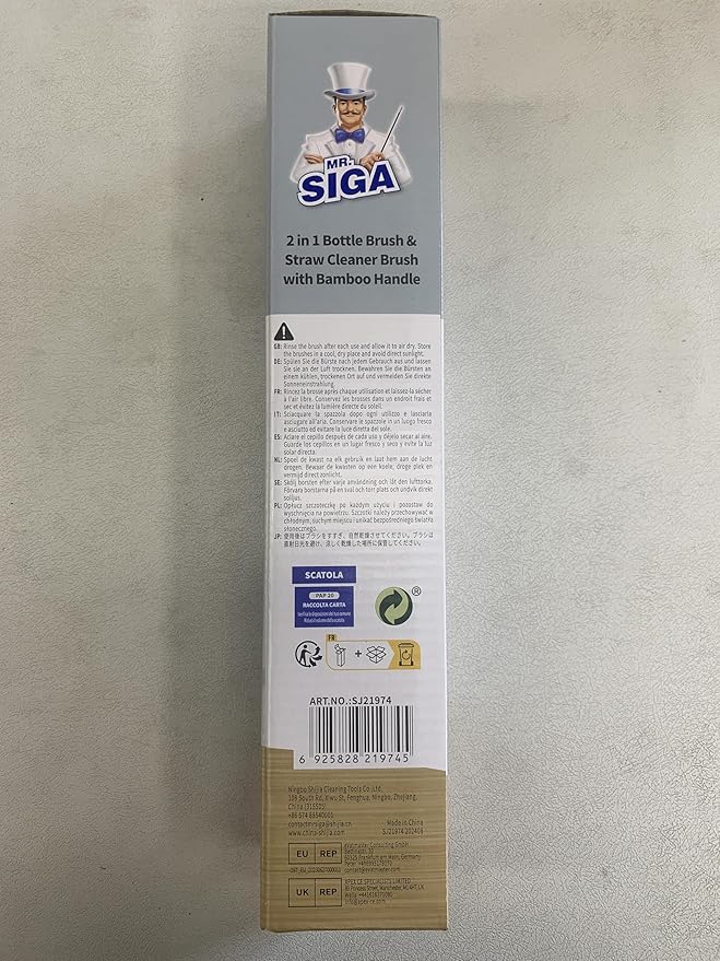 MR.SIGA Water Bottle Brush and Straw Cleaner Brush, Long Handle Bottle Cleaner Brush, 2 in 1 Bottle Cleaning Brush for Sports Bottles, Baby Bottles, Mugs, Straws