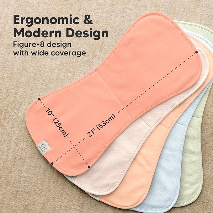 KeaBabies 5-Pack Organic Burp Cloths Baby Girl, Boy - Extra Large, Absorbent Baby Burp Cloths,Soft Burping Cloths for Babies,Newborn Burp Clothes,Cotton Burp Rags, Thick Burp Cloth (Flora Dew/Quin)