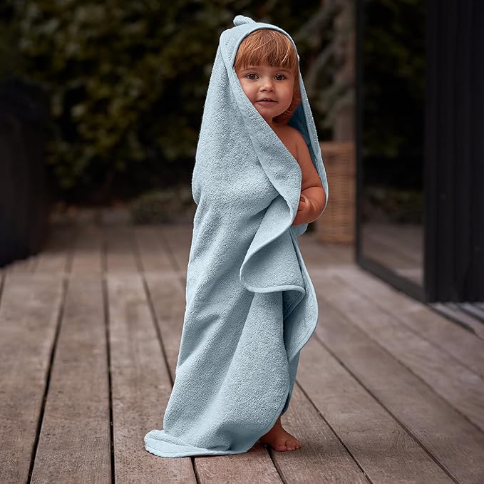 Baby Hooded Towel – Organic Cotton Baby Bath Towels – Baby Towels, Baby Bath Towels for Baby Boy, 32" x 32" Super-Soft and Absorbent Baby Towels for Newborn(Bear - Baby Blue)