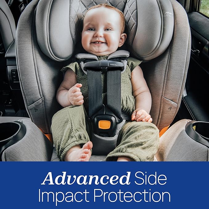 Chicco OneFit Max ClearTex All-in-One Car Seat with LeverLock Installation, Slim Design, Convertible Car Seat, Seat for Infants and Children 5-100 lbs | Energy/Black