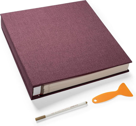 Large Photo Album Self Adhesive 4x6 8x10 10x12 Scrapbook Magnetic Album DIY Scrapbook Length 13 x Width 12.8 (Inches) 120 Sticky Pages Linen Cover DIY Photo Album(Purple)