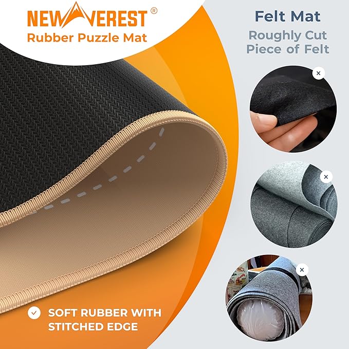 The Original Newverest Jigsaw Puzzle Mat Roll Up, Rose Gold, 46” x 26” Portable Keeper Up to 1500 pieces with Non-Slip Rubber Bottom & Smooth Top + 3 Puzzle Sorting Trays & Travel-Friendly Storage Bag