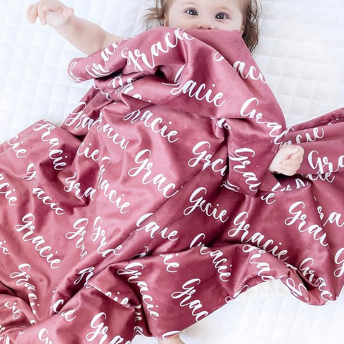 Yofair Ships Next Day, Personalized Baby Blanket with Name Custom Blanket with Letter Words Soft Plush Flannel Throw Blanket for Baby Kids Adults Friends Families
