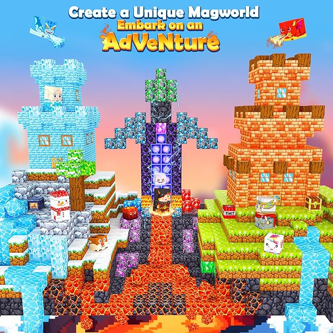 200PCS Magnetic Blocks - Build Mine Magnet World, Magnetic Building Blocks for Kids Ages 4-6 6-8 8-12, STEM Educational Sensory Toys for Boys & Girls, Birthday Toys Gifts for Kids