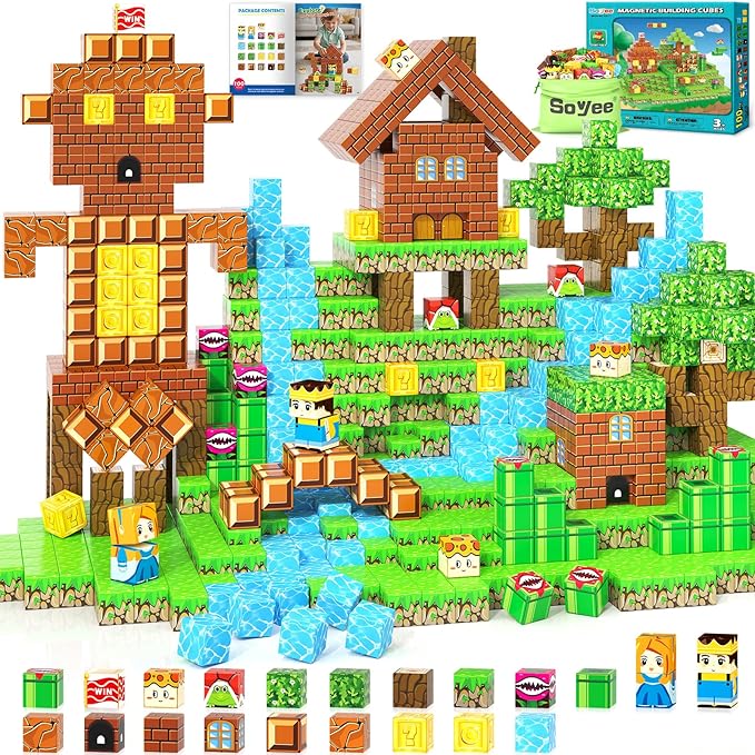 Magnetic Blocks 100PCS Magnetic Building Blocks Cubes Kids Boys Girls Toys for Ages 3-5 5-7 8-10 STEM Sensory Learning Building Magnet Toys 3-12 Year Old Girls Boys Birthday Gift