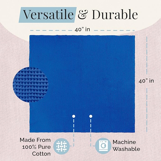 Stroller Society - Swaddles for Newborns & Toddlers, Soft Receiving Blankets Girl & Boy Can Use, Comfy Toddler Blanket & Newborn Swaddle, Cotton Waffle Blanket, Classic Blue, 40 x 40 inches