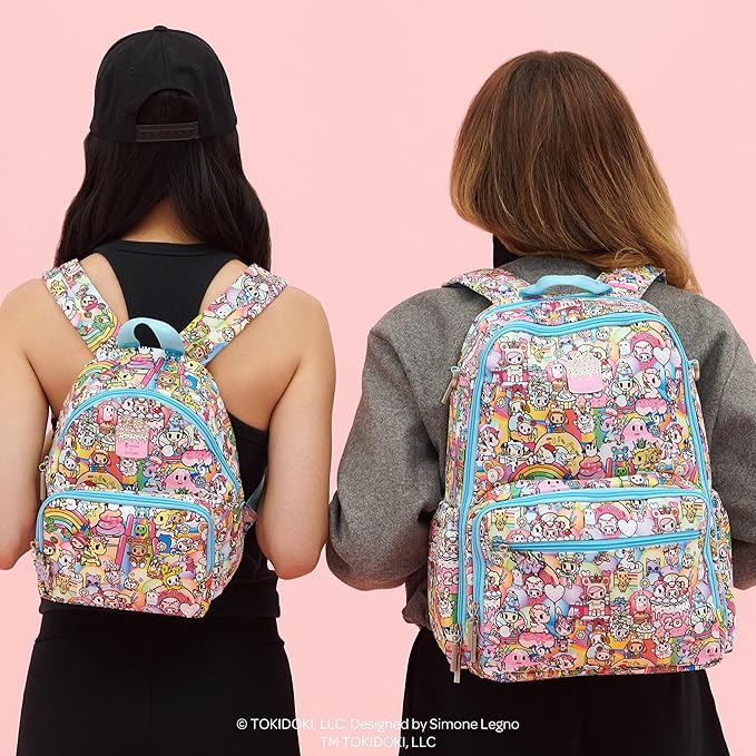 JuJuBe x tokidoki 20th Anniversary Celebration Everyday Mini Small Diaper Backpack, Essentials for Mom, Newborn & Baby, Women’s Purse, Baby Bottle Pockets, Adjustable Padded Straps, Machine Washable
