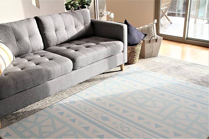 Cushmat Stylish Reversible Foam Play Mat (Large, Crystals - Ivory Light Blue) - Soft, Waterproof, Durable Play mat for Infants, Babies, Toddler, Kids & Grownup - 6.5ft x 4.5ft