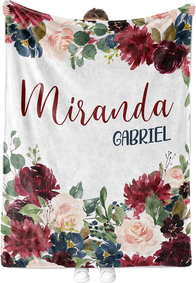 MDPrints Custom Baby Blankets for Boys and Girls, Personalized Baby Gifts, Customized Newborn Blanket with Name, Minky Plush Fleece (Floral 242)