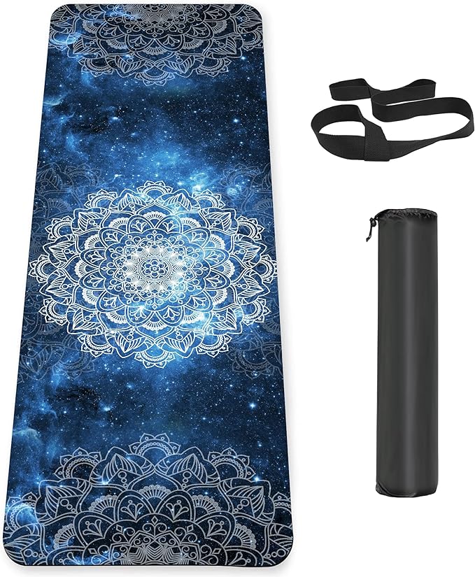 Non Slip Yoga Mat TPE Workout Mat for Men Women, Thick Workout Mat with Carrying Strap, Fitness Mats for Exercise, Yoga, Fitness, Pilates, Floor Workouts (72" x 24" x 6mm)