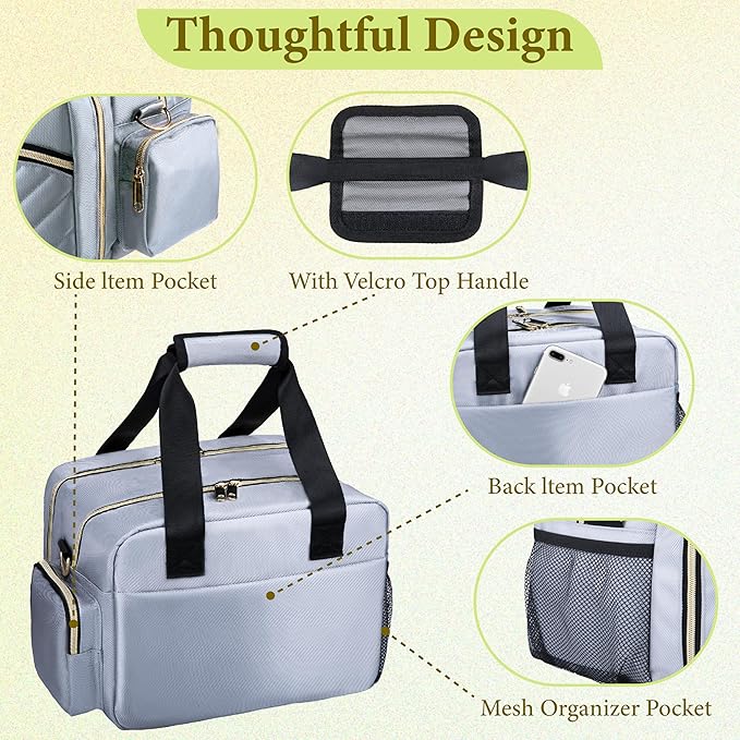 Breastmilk Cooler Bag Fits 6 Baby Bottles up to 9 Ounce with Ice Pack, Wearable Breast Pump Bag Plus , Insulated Bottle Travel Bag Compatible with Momcozy/Elvie/Willow, with Shoulder Strap Grey