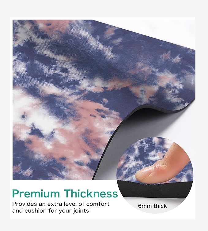 Non Slip Yoga Mat TPE Workout Mat for Men Women, Thick Workout Mat with Carrying Strap, Fitness Mats for Exercise, Yoga, Fitness, Pilates, Floor Workouts (72" x 24" x 6mm)