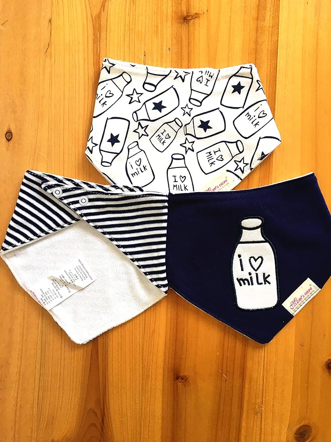 Baby Dribble Bib, Toddler Bandana Bib 3 Packs Super Absorbent Cotton Feeding Bibs