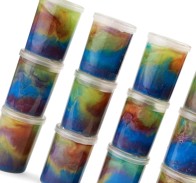 Neliblu Galaxy Slime Kit - 12 Pack of 4 oz Galaxy Slime Party Favors for Kids, Fun DIY Decoration and Self-Calming Toys - Marble Rainbow Slime Set for Girls - Goodie Bag Stuffers and Birthday Gifts