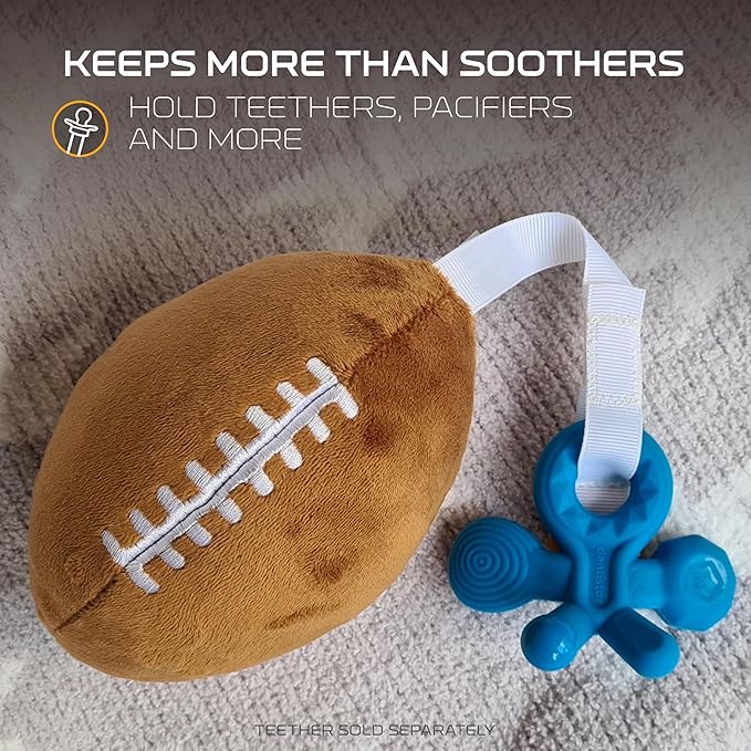 San Francisco 49ers Plush Football Pacifier Holder by Smilo - Officially Licensed NFL Soother Holder - Soft Plush Toy and Dummy Holder - Fits Any Pacifier - Stroller Accessory & Newborn Essential