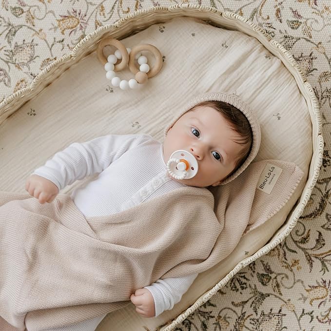 Luladream Pacifier and Clip Set - Natural Rubber Nipple - Soft Teething Handle - for Infants Baby's and Toddlers, 0-18 Months (Camel + Cream + Clips)