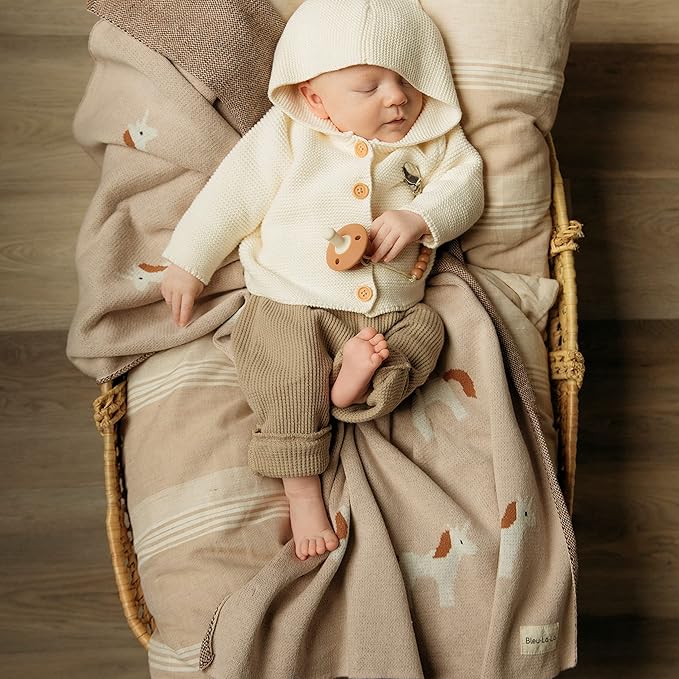 Unisex Baby Blanket for Girls and Boys 100% Cotton Buttery Soft Cozy Receiving Swaddle Crib Stroller Blanket for Shower Gift Registry for Newborns, Infants, Toddlers (Unicorn - Cream)