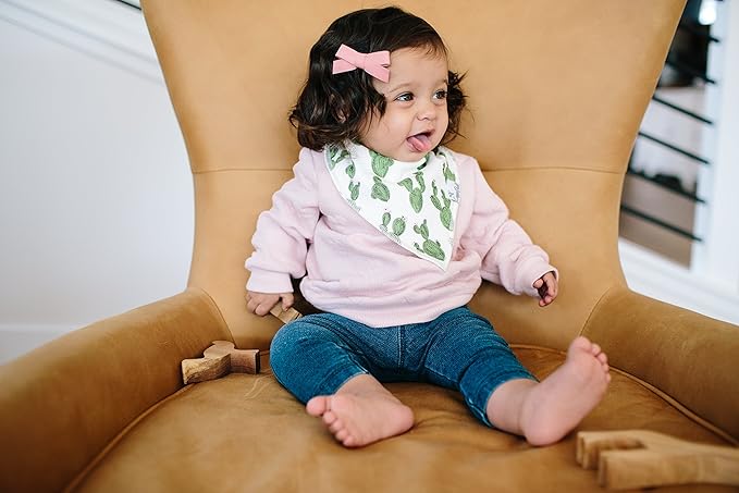 Copper Pearl 4 Pack Soft Cotton Baby Bibs for Drooling and Teething, Absorbent Drool Bibs for Baby Girl and Boy, Adjustable to Fit Newborns to Toddlers, Tons of Styles (Sage)