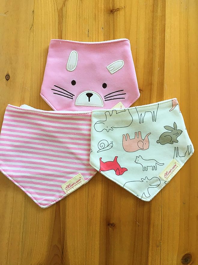 Baby Dribble Bib, Toddler Bandana Bib 3 Packs Super Absorbent Cotton Feeding Bibs