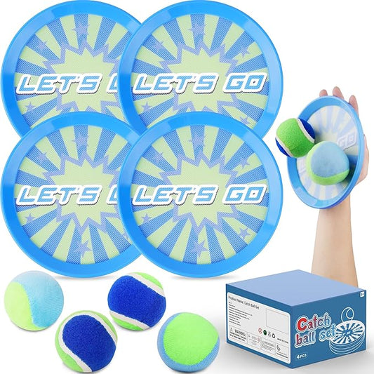 Kids Toys Toss and Catch Ball Set Game with 4 Paddles 4 Balls,Beach Toy Pool Toy Outdoor Yard Game for Kids Ages 3-12,Toys for Toddlers Age 3-5, Gifts for 3 4 5 6 7 8 9 10+ Year Old Boys Girls