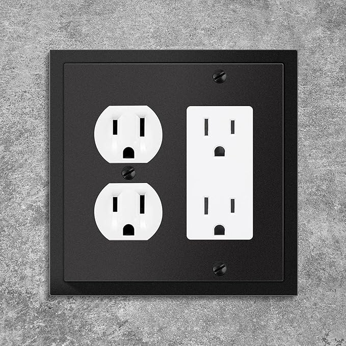 Modern Edge Decorative Wall Plate Switch Plate Outlet Cover, Durable Solid Zinc Alloy (Decorator/Duplex, Matte Black)