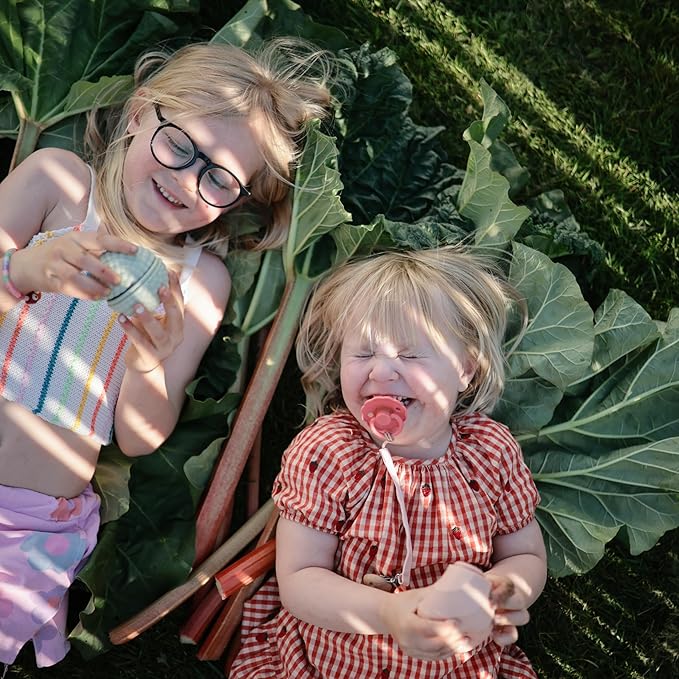 FRIGG Daisy Natural Rubber Baby Pacifier | Made in Denmark | BPA-Free (Pink Cream/Poppy, Size 1) 2-Pack