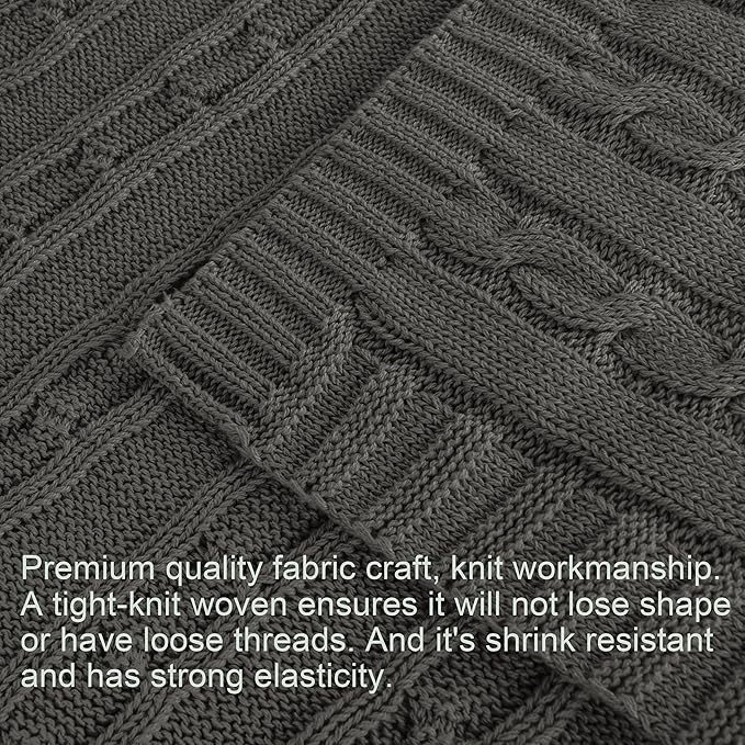 NTBAY 100% Pure Cotton Cable Knit Toddler Blanket, Super Soft Warm Breathable 30x40 Baby Blanket for Crib, Stroller, Nursery, Travel, Newborn, 30x40 Inches, Grey