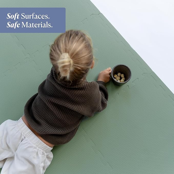 Toddlekind Solid Color Foam Play Mat 4x4 Baby Playmat. Stylish, Non-Toxic, Odorless, Plain Design Puzzle Play Mat 0m+ Sage Moss (Green)