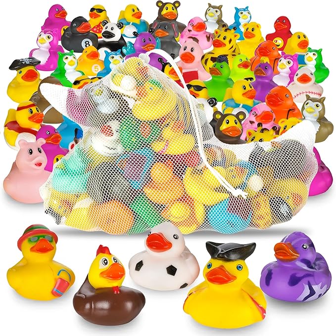 Playbees Rubber Ducks in Bulk 100 Pack Assortment Duckies Kids Baby Bath Shower Toys Jeep Ducking Floater Summer Beach Pool Activity Baby Showers Accessories Classroom Incentives