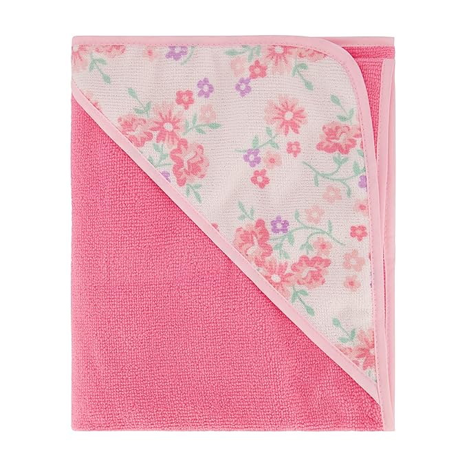 Cudlie Buttons & Stitches Baby Girl 3 Pack Rolled/Carded Hooded Towels in Bless This Baby Print, GS71730