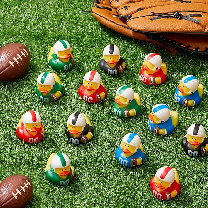Deekin 48 Pcs Rubber Duck 2 Inch Bulk Sport Party Favors for Birthday Party Decorations Club Player Gift (Football Player)