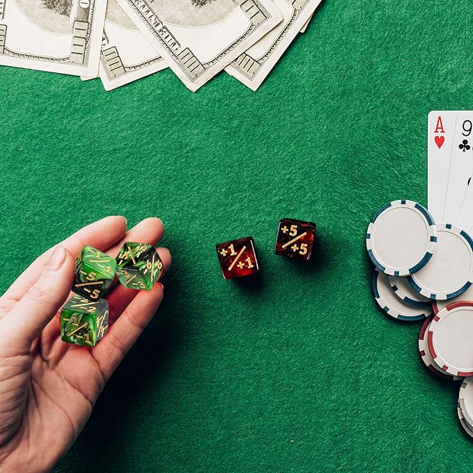 24 Pieces MTG Dice Counter Plus 1/+1 Counters Dice Set Life Buff Tokens Gifts for MTG TCG Magic Cards Gaming Accessories (Ruby, Emerald)