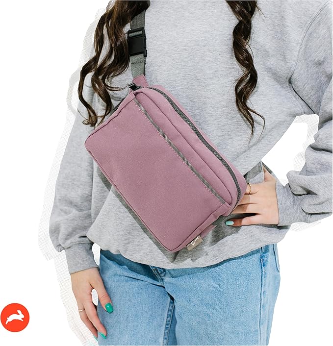 Red Rovr Everyday Joey Belt Bag | Organization & Zipper pockets |Adjustable Strap for All Ages (Mauve)