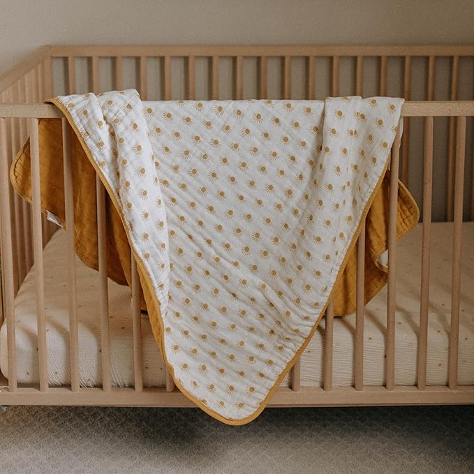 Parker Baby Muslin Blanket | 100% Soft Cotton Toddler Quilt & Baby Muslin Swaddle | Gender Neutral Design 47" x 47" Blanket