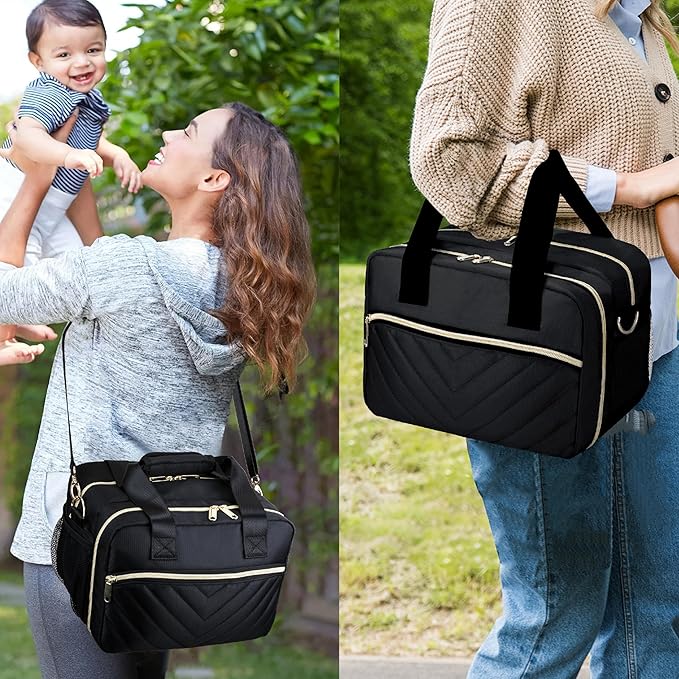 Breastmilk Cooler Bag with Ice Pack, Wearable Breast Pump Storage Bag, Insulated Bottle Travel Bag Compatible with Momcozy/Elvie/Willow, Fits Baby Bottles up to 9 Ounce with Shoulder Strap Black Mini