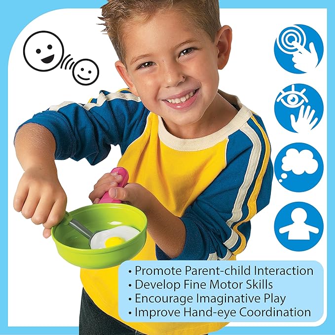 Small World Toys Kids Kitchen Playset, Pretend Play Cooking Toys with Play Pots, Pans, Utensils Cookware Toys, Toddler Kitchen Set for 3+, 11 Pcs Play Kitchen Set Learning Gift for Girls Boys