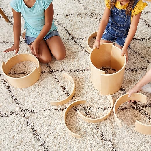 ECR4Kids Wooden Tunnels and Arches, Block Play, Natural, 10-Piece