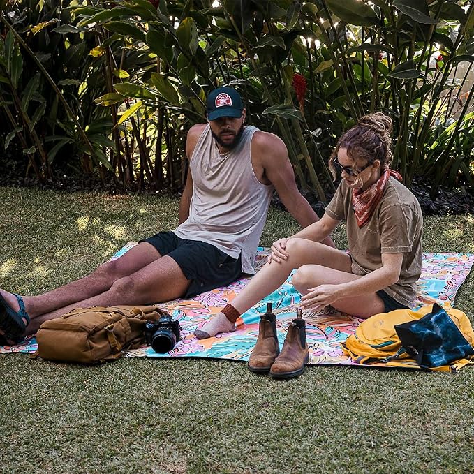 Nomadix Festival Blanket - Perfect for Picnics, Camping, & Lawn Seating - Plush Top & Water Resistant Base - Made with Post Consumer Recycled Materials - Jungle - 60x70