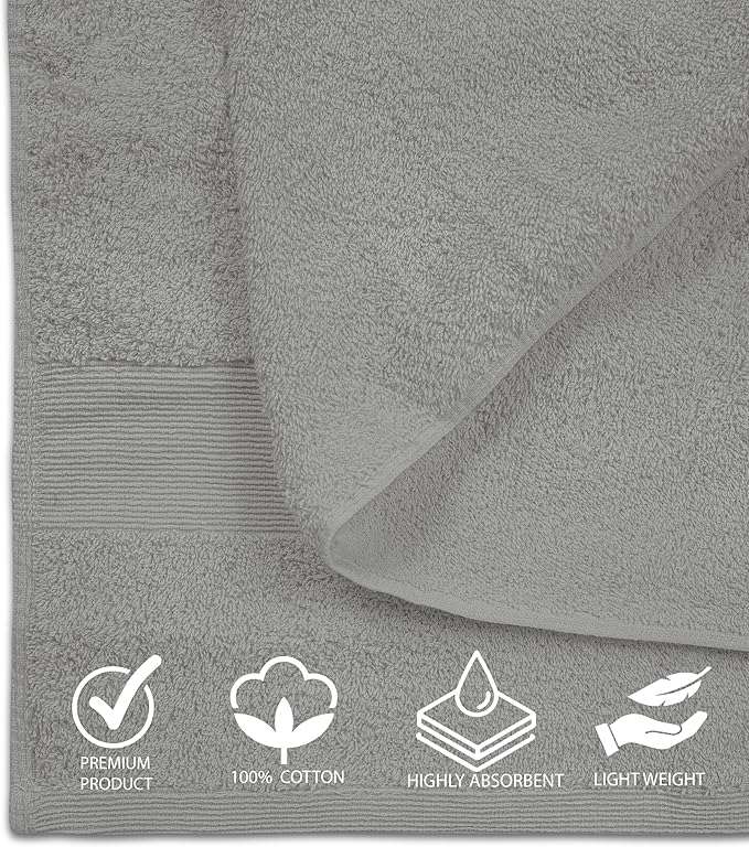 100% Cotton Luxury Bath Sheets - Pack of 2 (35" x 70") | Super Soft, Quick-Dry & Highly Absorbent Towels for Bathroom, Home, Spa & Gym (Silver Grey)