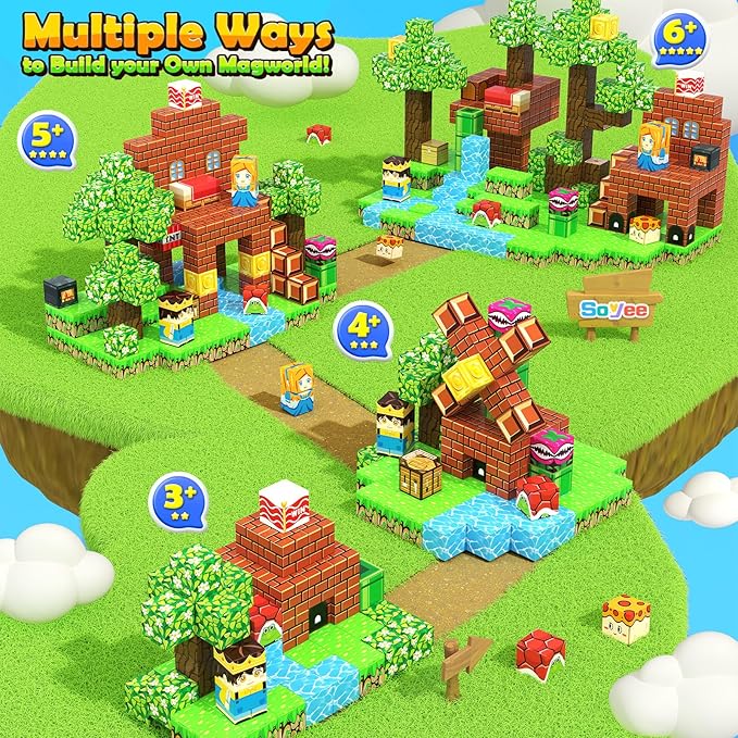 120PCS 1'' Magnetic Blocks-Build Mine Magnet World Set Sensory Toys for Kids 3+ Years Old Magnetic Cubes for Boys Toddler Boys Toys Age 4-6 8-10 10-12