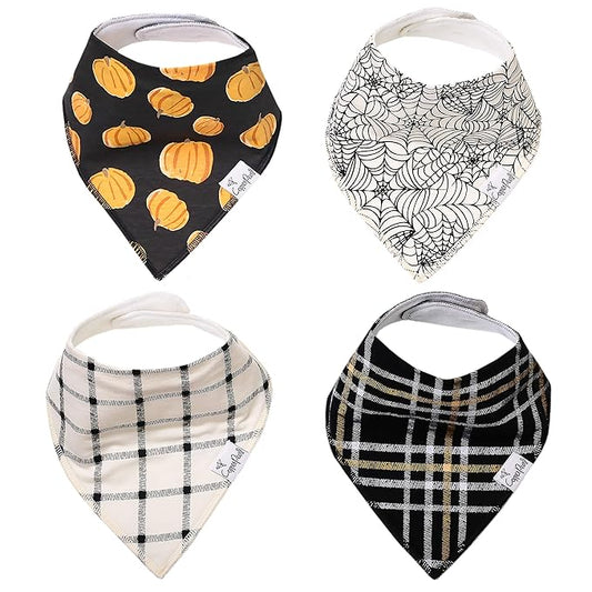 Copper Pearl 4 Pack Soft Cotton Baby Bibs for Drooling and Teething, Absorbent Drool Bibs for Baby Girl and Boy, Adjustable to Fit Newborns to Toddlers, Tons of Styles (Patch)