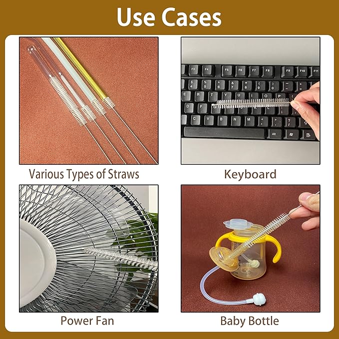 Straw Cleaner for Reusable Straws,Straw Cleaner Brush Extra Long 12 Inch,Straw Brush Cleaner for Baby Bottle,Stanley Cup,Sippy Cup and Coffee Machine(10-Pack).