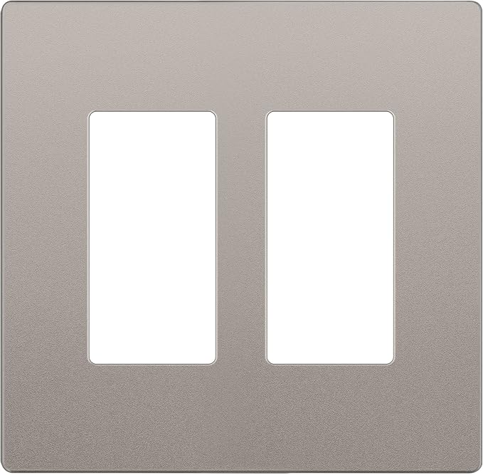 LIDER Matte Finish Decorator Switch Cover, Screwless Wall Plate, Mid-Size 2-Gang 4.88" x 4.92", Unbreakable Polycarbonate Thermoplastic, UL Listed, LSWP-32M-NK, Nickel