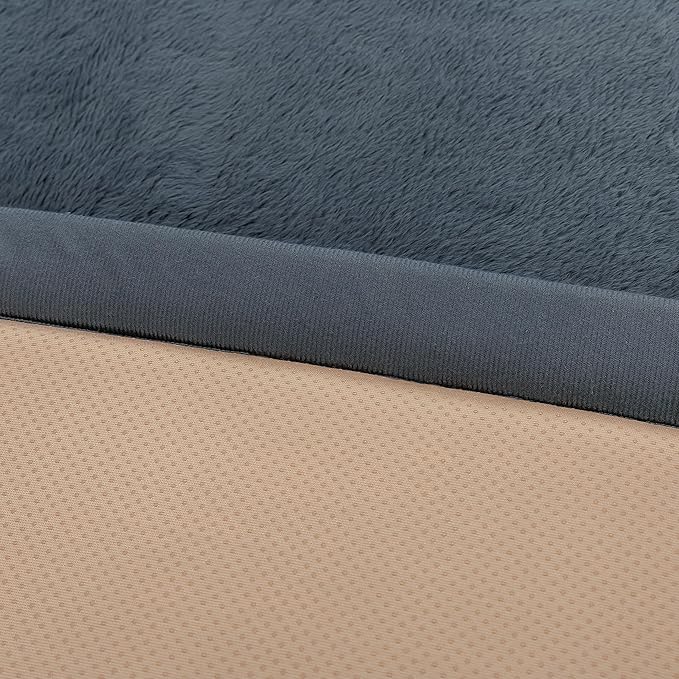 Loartee Faux Rabbit Fur Rug - 1.18" Thick Soft Fluffy Area Rug, Non-Slip Memory Foam Crawling Mat, Dark Gray, 78"x118"