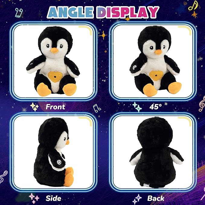 Cuteoy Plush Penguin Star Projector Musical Adjustable Singing Night Light Stuffed Animals Glowing Plushies Toy Gifts for Kids Birthday Easter Christmas,11''