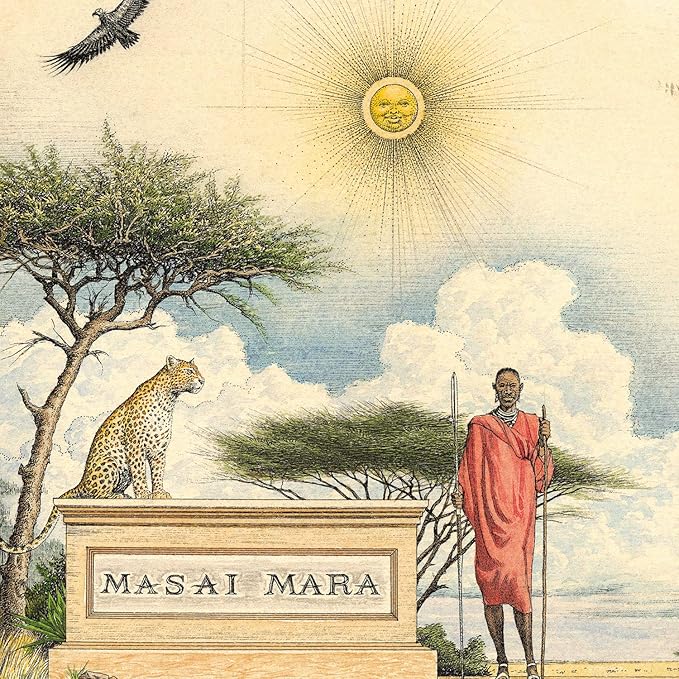 Masai Mara National Reserve Map Cardboard Jigsaw Puzzle - 1000 Pieces, Hand-Illustrated - Educational, Family Activity, Ages 7+, Includes Poster - 25.4 x 19.8