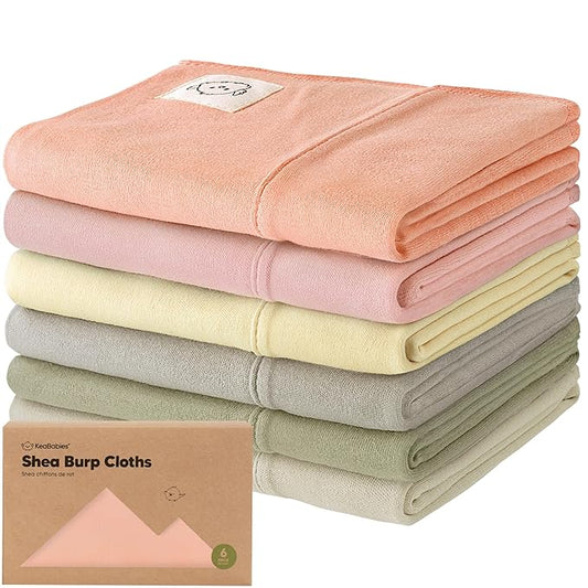 Organic Burp Cloths Baby Boy, Girl - 6-Pack Large Cotton Burping Cloths for Babies, Spit Up Rags, Super Absorbent, Ultra Soft Newborn Rag, Gender Neutral, Machine Washable, Durable (Embrace)