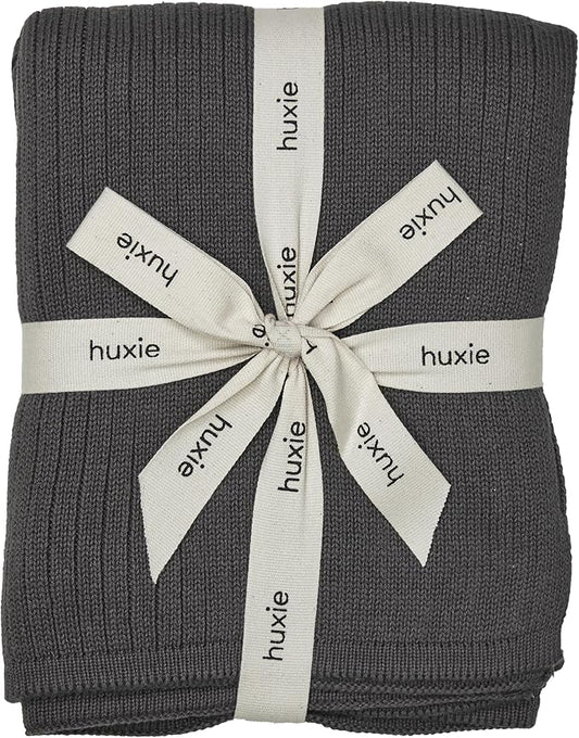 Knitted Organic Cotton Baby Blanket- Swaddle Blanket, 30" x 40" Soft Receiving Blanket for Newborn (Stone Grey)