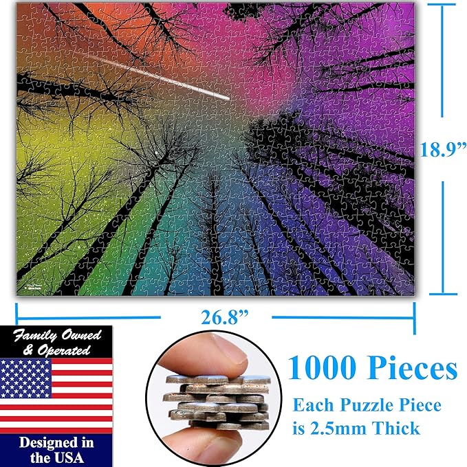 Think2Master Hard Impossible Challenging The Enchanted Forest 1000 Pieces Large Format Jigsaw Puzzle for Kids 12+, Teens, Adults & Families. Beautiful Vibrant Gradient Artwork Size: 26.8” X 18.9”