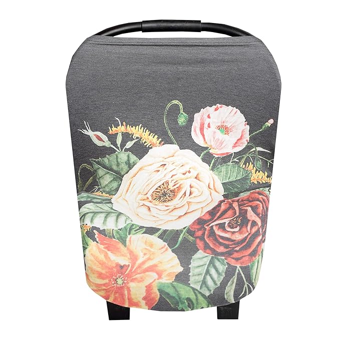 Baby Car Seat Cover Canopy and Nursing Cover Multi-Use Stretchy 5 in 1 Gift Raven by Copper Pearl